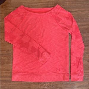 Pink UnderArmour terry fleece sweater
